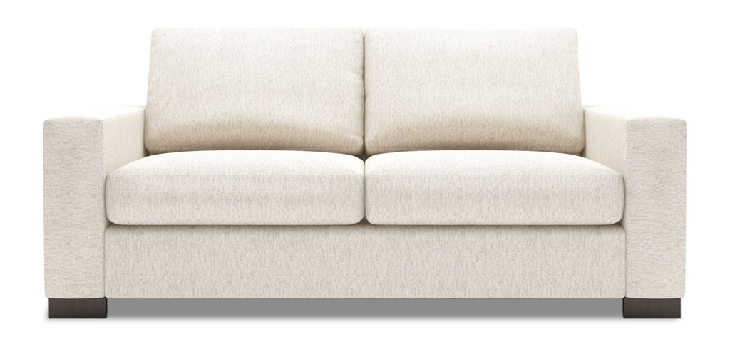 Made in Canada Customizable Sofa Lab Track 75" Chenille Fabric Condo Size Sofa with Track Arms - Luxury Sand Beige | Sofa Track de Sofa Lab de 75 po de format condo fabriqué au Canada en tissu de chenille - beige Luxury Sand | TR093093
