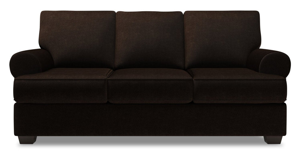 Made in Canada Customizable Sofa Lab Roll 86" Chenille Fabric Sofa with Rolled Arms - Luxury Chocolate Brown | Sofa Roll de Sofa Lab de 86 po fabriqué au Canada en tissu de chenille avec accoudoirs enroulés - brun Luxury Chocolate | RO103293