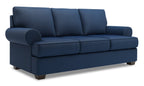 Made in Canada Customizable Sofa Lab Roll 86" Linen-Look Fabric Sofa with Rolled Arms - Pax Navy Blue | Sofa Roll de Sofa Lab de 86 po fabriqué au Canada en tissu d’apparence lin avec accoudoirs enroulés - bleu Pax Navy | RO103149