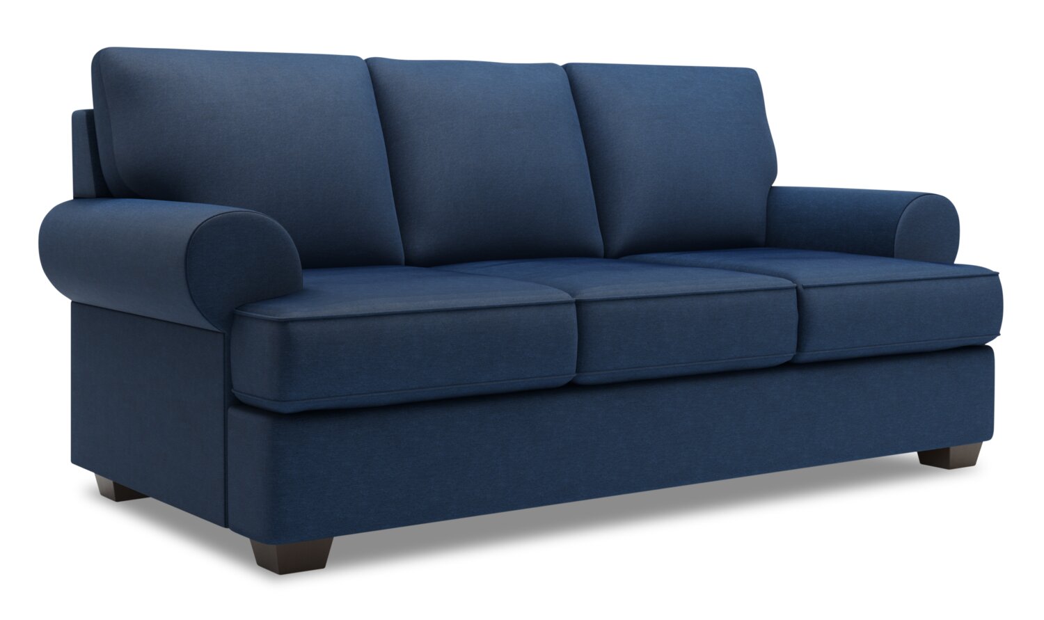 Made in Canada Customizable Sofa Lab Roll 86" Linen-Look Fabric Sofa with Rolled Arms - Pax Navy Blue | Sofa Roll de Sofa Lab de 86 po fabriqué au Canada en tissu d’apparence lin avec accoudoirs enroulés - bleu Pax Navy | RO103149