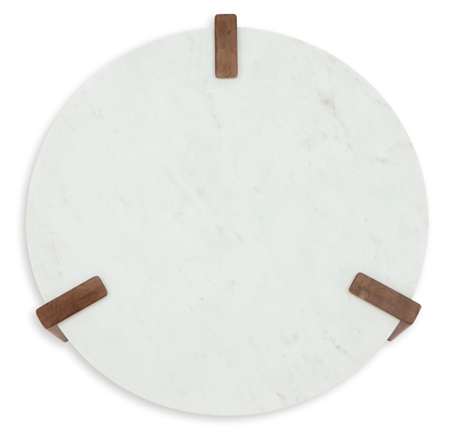 Merlin 33” Round Solid Wood and Marble Coffee Table - White and Brown | Table à café ronde Merlin de 33 po en bois massif et en marbre - blanche et brune