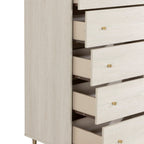 Lake Bedroom Chest of Drawers, 5-Drawer, 29"W x 52"H, Made in Canada, Glam - White | Commode verticale somptueuse Lake de 29 po (L) x 52 po (H) à 5 tiroirs pour la chambre à coucher, fabriquée au Canada - blanche