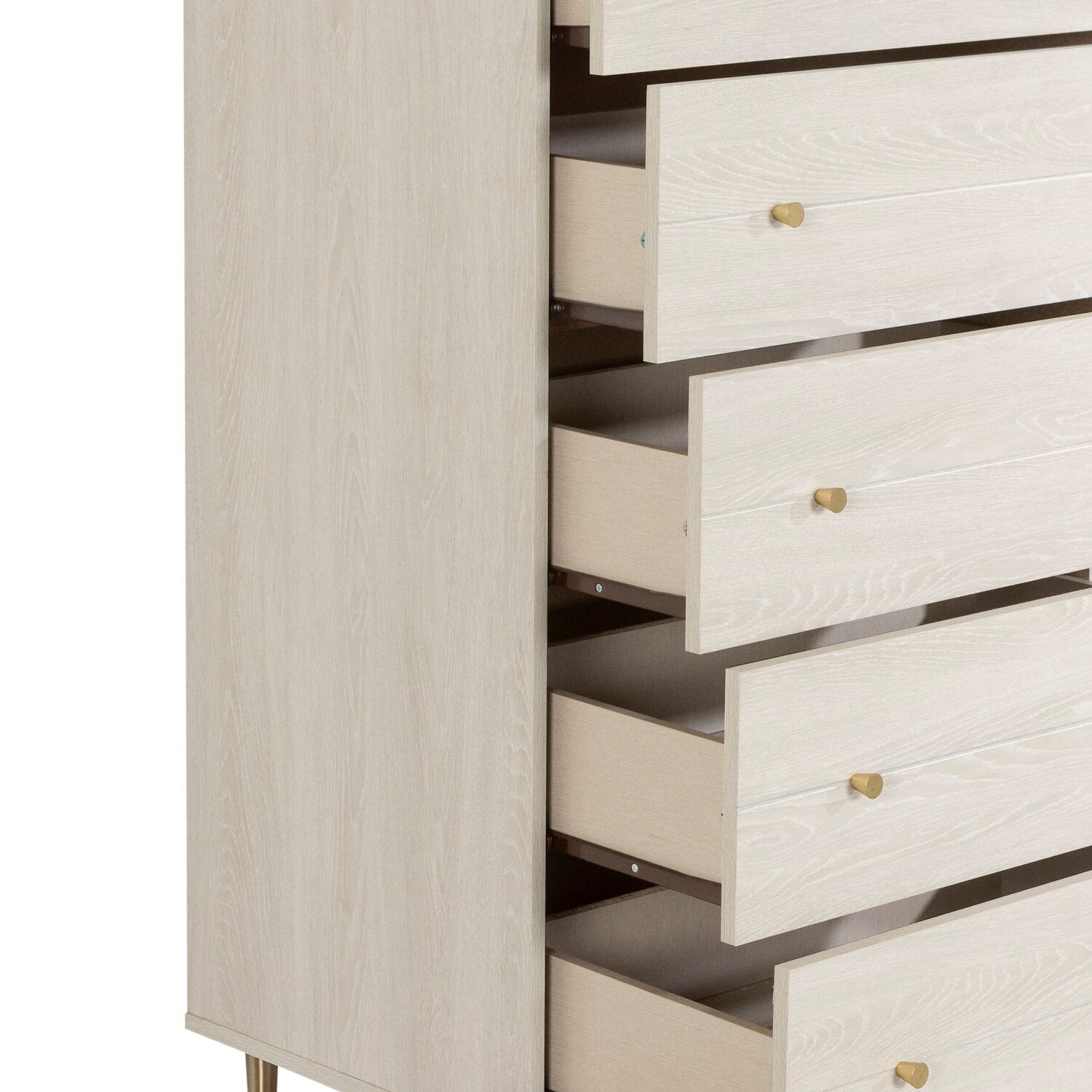 Lake Bedroom Chest of Drawers, 5-Drawer, 29"W x 52"H, Made in Canada, Glam - White | Commode verticale somptueuse Lake de 29 po (L) x 52 po (H) à 5 tiroirs pour la chambre à coucher, fabriquée au Canada - blanche