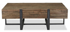 Manchester 54" Rustic Coffee Table with Storage - Brown Wood with Iron Base|Table à café rustique Manchester de 54 po avec rangement - bois brun avec base en fer