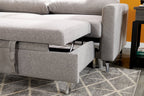 Wilson 77.5" Linen-Look Fabric Sleeper Sofa with Drop-Down Back Cushions and Metal Legs - Solis Grey  | Sofa-lit Wilson de 77,5 po en tissu d’apparence lin avec coussins de dossier rabattables et pattes en métal - gris Solis