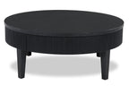 Sanford 42” Contemporary Round Solid Wood Coffee Table with Storage - Black | Table à café ronde contemporaine Sanford de 42 po en bois massif avec rangement - noire