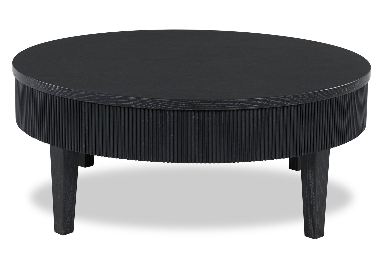 Sanford 42” Contemporary Round Solid Wood Coffee Table with Storage - Black | Table à café ronde contemporaine Sanford de 42 po en bois massif avec rangement - noire