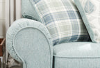 Made in Canada Scarlett 87" Chenille Fabric Sofa with Rolled Arms and Accent Pillows - Marine Blue | Sofa Scarlett de 87 po fabriqué au Canada en tissu de chenille avec accoudoirs enroulés et coussins décoratifs - bleu marine