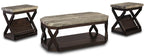 Radilyn 48.13" Traditional 3-Pack Coffee + 2 End Tables with Shelf and Casters - Faux Marble Top wit|Ensemble 3 tables traditionnelles Radilyn de 48,13 po (table à café et 2 tables de bout) avec tablet