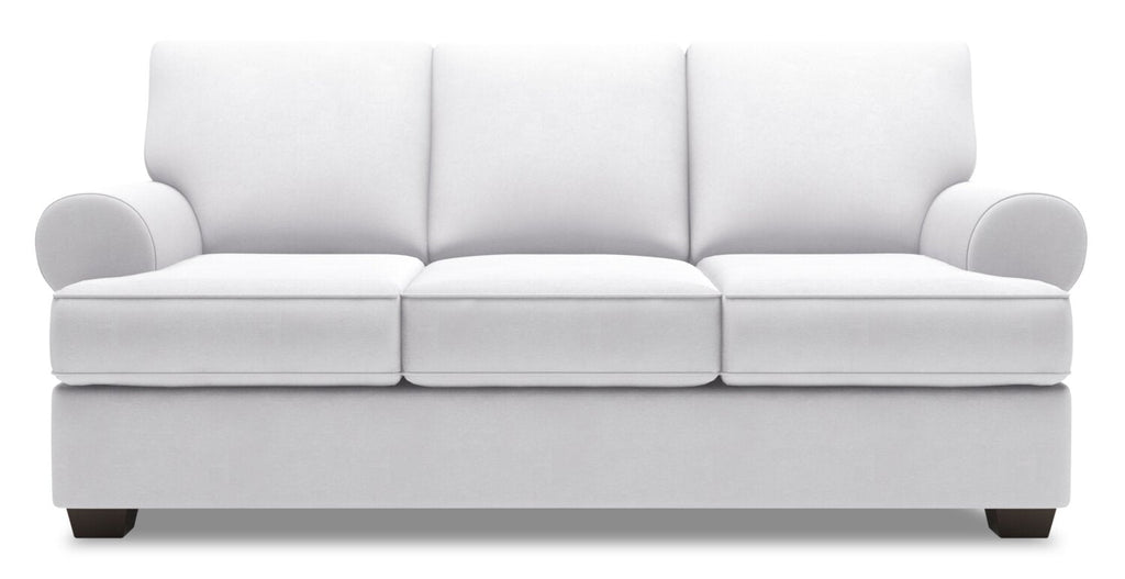 Made in Canada Customizable Sofa Lab Roll 86" Linen-Look Fabric Sofa with Rolled Arms - Pax Ice White | Sofa Roll de Sofa Lab de 86 po fabriqué au Canada en tissu d’apparence lin avec accoudoirs enroulés - blanc Pax Ice | RO103449