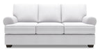 Made in Canada Customizable Sofa Lab Roll 86" Linen-Look Fabric Sofa with Rolled Arms - Pax Ice White | Sofa Roll de Sofa Lab de 86 po fabriqué au Canada en tissu d’apparence lin avec accoudoirs enroulés - blanc Pax Ice | RO103449