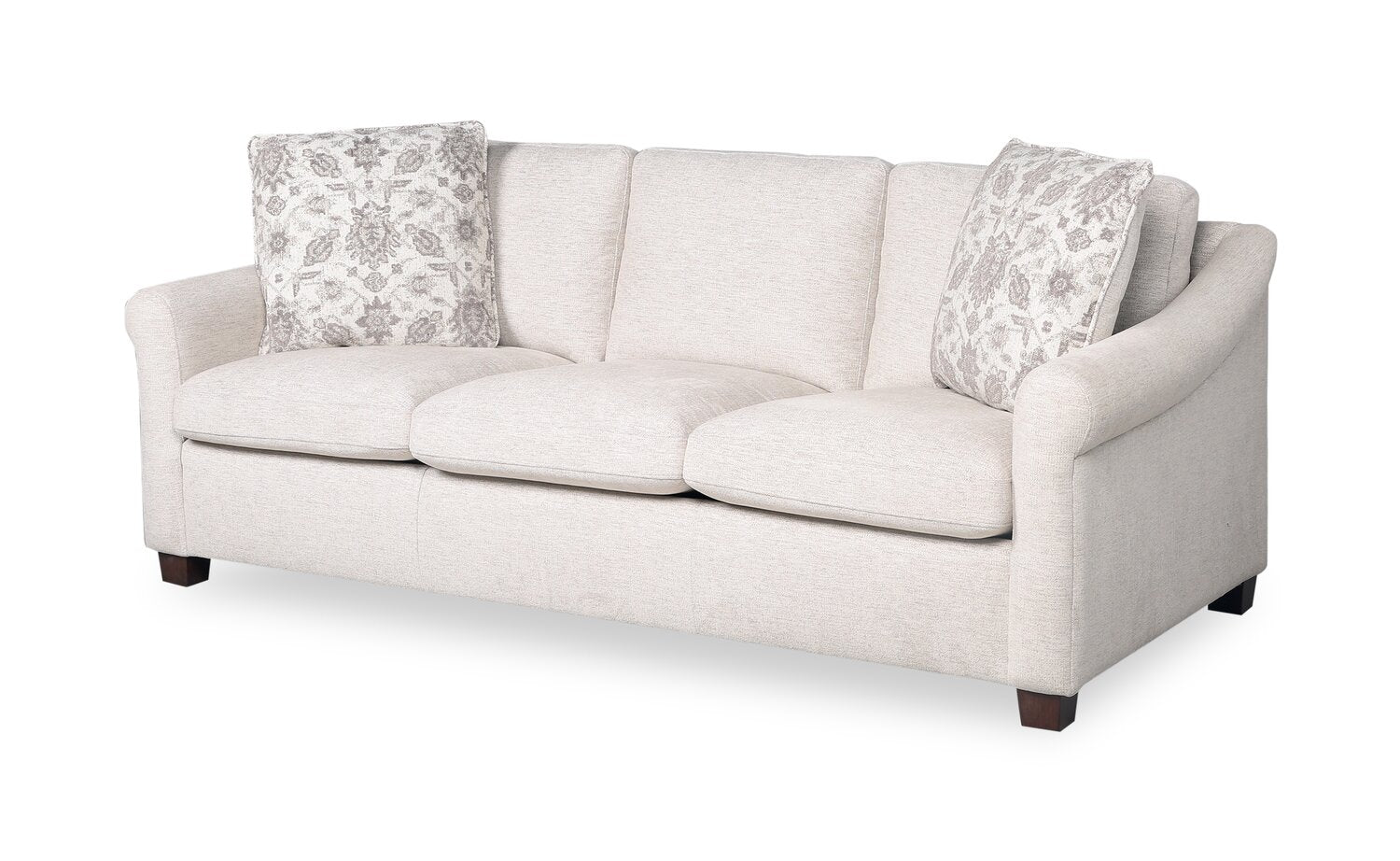 Mallie 84" Chenille Fabric Sofa with Rolled Arms and Wood Legs - Shell White | Sofa Mallie de 84 po en tissu de chenille avec accoudoirs enroulés et pattes en bois - blanc coquillage