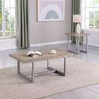 Alton 48" Modern Coffee Table - Light Oak with Grey Metal Legs | Table à café Alton moderne de 48 po - chêne clair avec pattes en métal gris