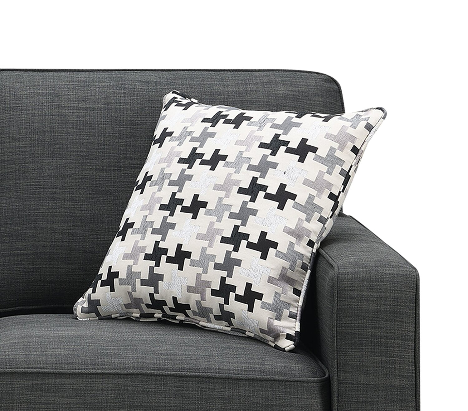 Made in Canada Sawyer 83" Linen-Look Fabric Sofa with Reversible Cushions and Accent Pillows - Charcoal Grey | Sofa Sawyer de 83 po fabriqué au Canada en tissu d’apparence lin avec coussins réversibles et coussins décoratifs - gris anthracite