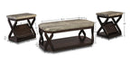 Radilyn 48.13" Traditional 3-Pack Coffee + 2 End Tables with Shelf and Casters - Faux Marble Top wit|Ensemble 3 tables traditionnelles Radilyn de 48,13 po (table à café et 2 tables de bout) avec tablet