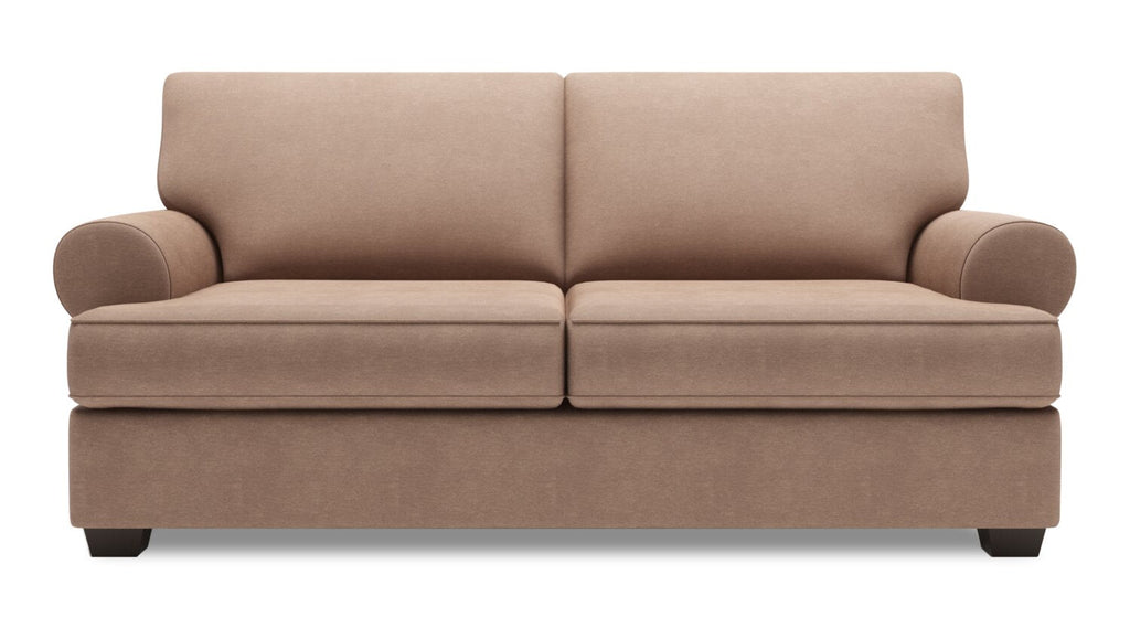 Made in Canada Customizable Sofa Lab Roll 76" Linen-Look Fabric Condo Size Sofa with Rolled Arms - Pax Wicker Brown | Sofa Roll de Sofa Lab de 76 po de format condo fabriqué au Canada en tissu d’apparence lin - brun Pax Wicker | RO093349