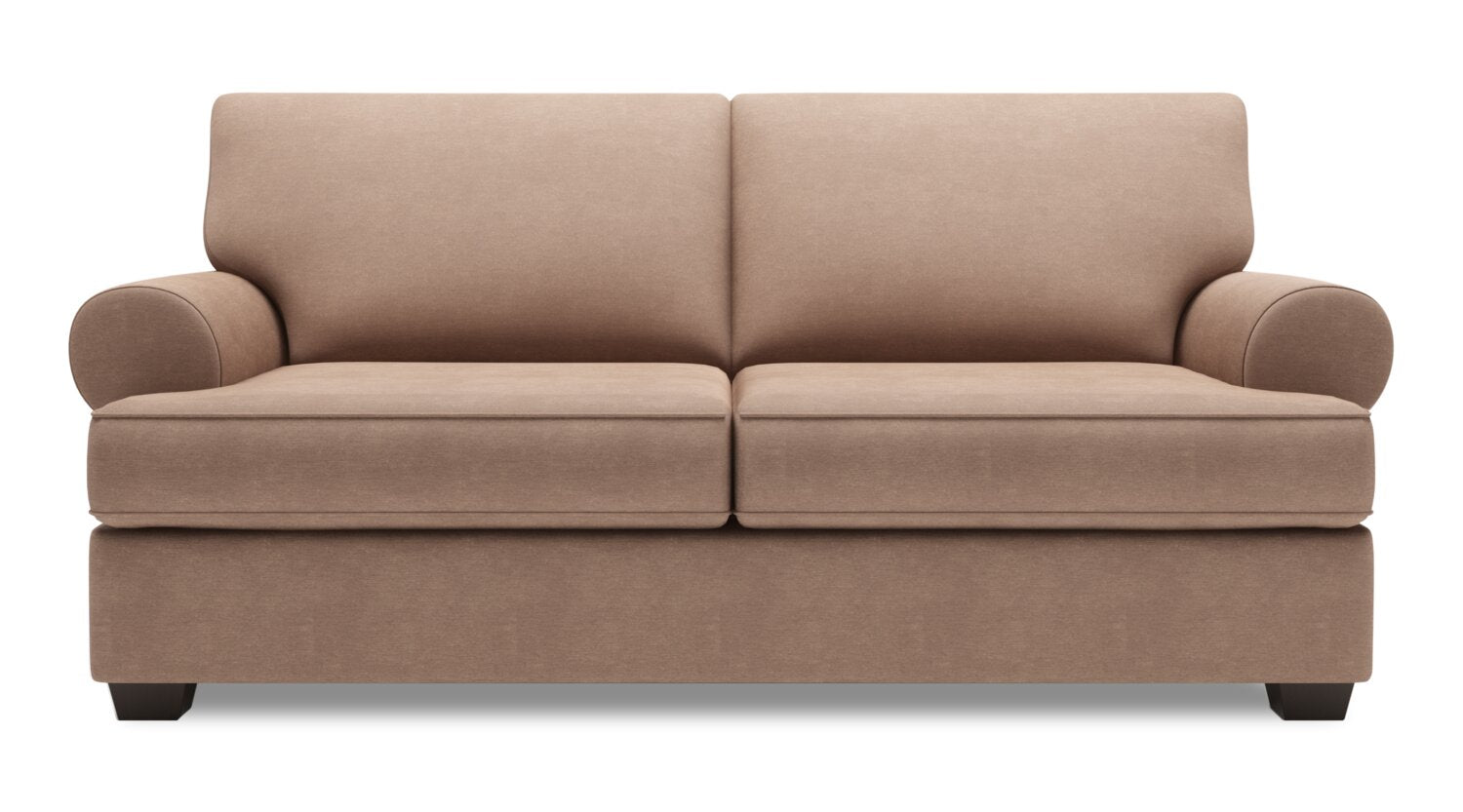 Made in Canada Customizable Sofa Lab Roll 76" Linen-Look Fabric Condo Size Sofa with Rolled Arms - Pax Wicker Brown | Sofa Roll de Sofa Lab de 76 po de format condo fabriqué au Canada en tissu d’apparence lin - brun Pax Wicker | RO093349