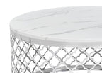 Belle 36" Glam Round Sofa Table - White Marble Top with Stainless Steel Base|Table de salon ronde somptueuse Belle de 36 po - dessus en marbre blanc avec base en acier inoxydable