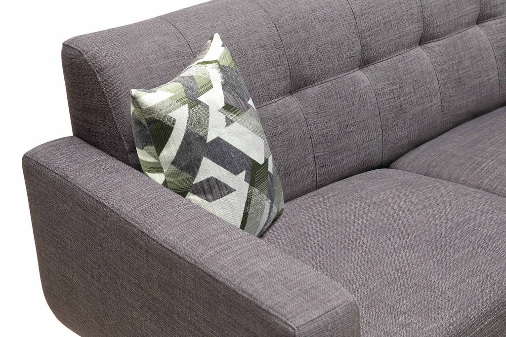 Kort & Co. Freeman 88" Linen-Look Fabric Sofa with Wood Base and Tufted Back Cushions - Charcoal Grey | Sofa Freeman Kort & Co. de 88 po en tissu d’apparence lin avec pattes en bois et coussins de dossier capitonnés - gris anthracite