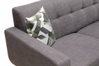 Kort & Co. Freeman 88" Linen-Look Fabric Sofa with Wood Base and Tufted Back Cushions - Charcoal Grey | Sofa Freeman Kort & Co. de 88 po en tissu d’apparence lin avec pattes en bois et coussins de dossier capitonnés - gris anthracite