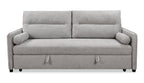 Shadow 82.5" Linen-Look Fabric Sleeper Sofa with Storage and Two Armrest Pillows - Grey | Sofa-lit Shadow de 82,5 po en tissu d’apparence lin avec rangement et deux accoudoirs coussinés - gris