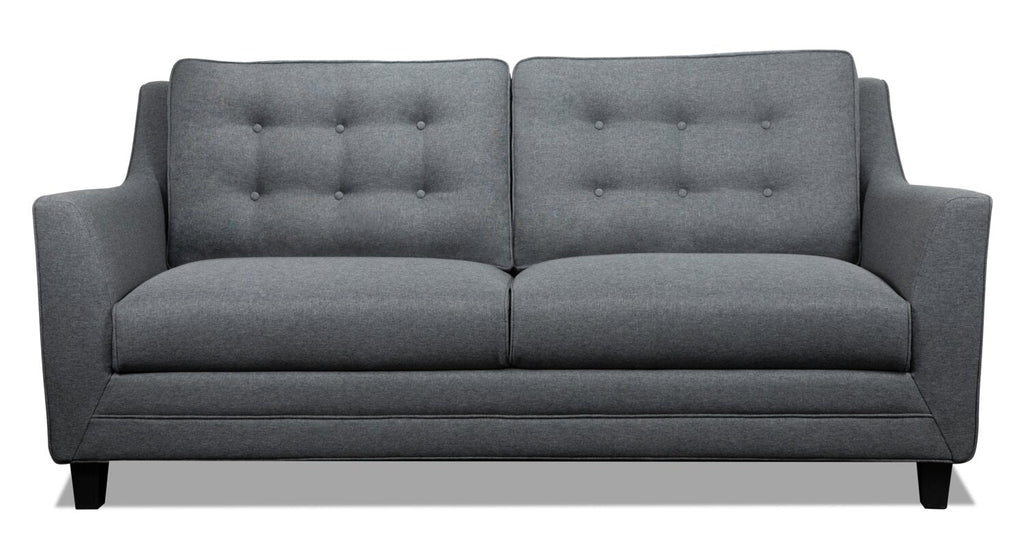 Novalee 75.5" Linen-Look Sofa with Flared Arms and Button Tufting - Grey | Sofa Novalee de 75,5 po en tissu d’apparence lin avec accoudoirs évasés et capitonnage à boutons - gris