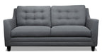 Novalee 75.5" Linen-Look Sofa with Flared Arms and Button Tufting - Grey | Sofa Novalee de 75,5 po en tissu d’apparence lin avec accoudoirs évasés et capitonnage à boutons - gris