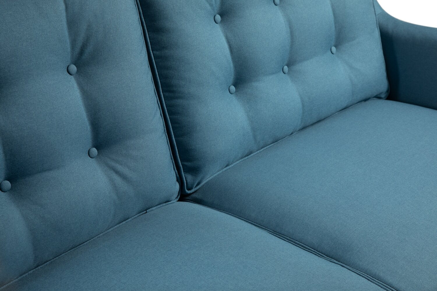 Novalee 75.5" Linen-Look Sofa with Flared Arms and Button Tufting - Blue | Sofa Novalee de 75,5 po en tissu d’apparence lin avec accoudoirs évasés et capitonnage à boutons - bleu