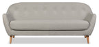 Calla 73.62" Linen-Look Fabric Condo  Size Sofa with Button Tufting and Wood Legs - Light Grey | Sofa Calla de 73,62 po de format condo en tissu d’apparence lin avec capitonnage et pattes en bois - gris clair