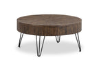 Kort & Co. Sol 38” Rustic Round Solid Pine Wood Coffee Table - Brown | Table à café ronde rustique Sol de Kort & Co. de 38 po en pin massif - brune