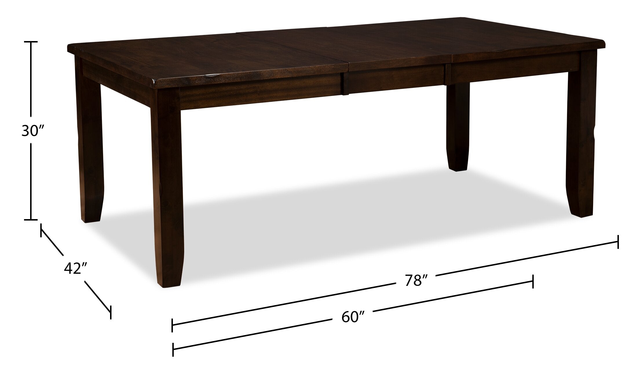 Talia Dining Table with 60-78"W Extension - Brown | Table de salle à manger Talia de 60 po à 78 po (L) avec rallonge - brune