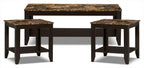 Roma  47.5" Rustic 3-Pack Coffee + 2 End Tables with Shelf - Cappucino Marble Look |Ensemble 3 tables rustiques Roma de 47,5 po (table à café et 2 tables de bout) avec tablette - imitation de marbre cappuccino