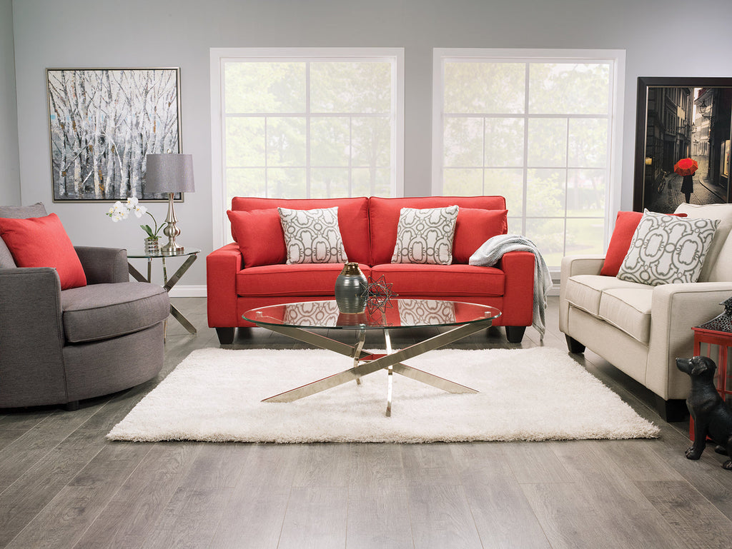 Zila 48" Modern Round Glass Top Coffee Table - Silver with Stainless Steel Base|Table à café ronde moderne Zila de 48 po avec dessus en verre - argentée avec base en acier inoxydable