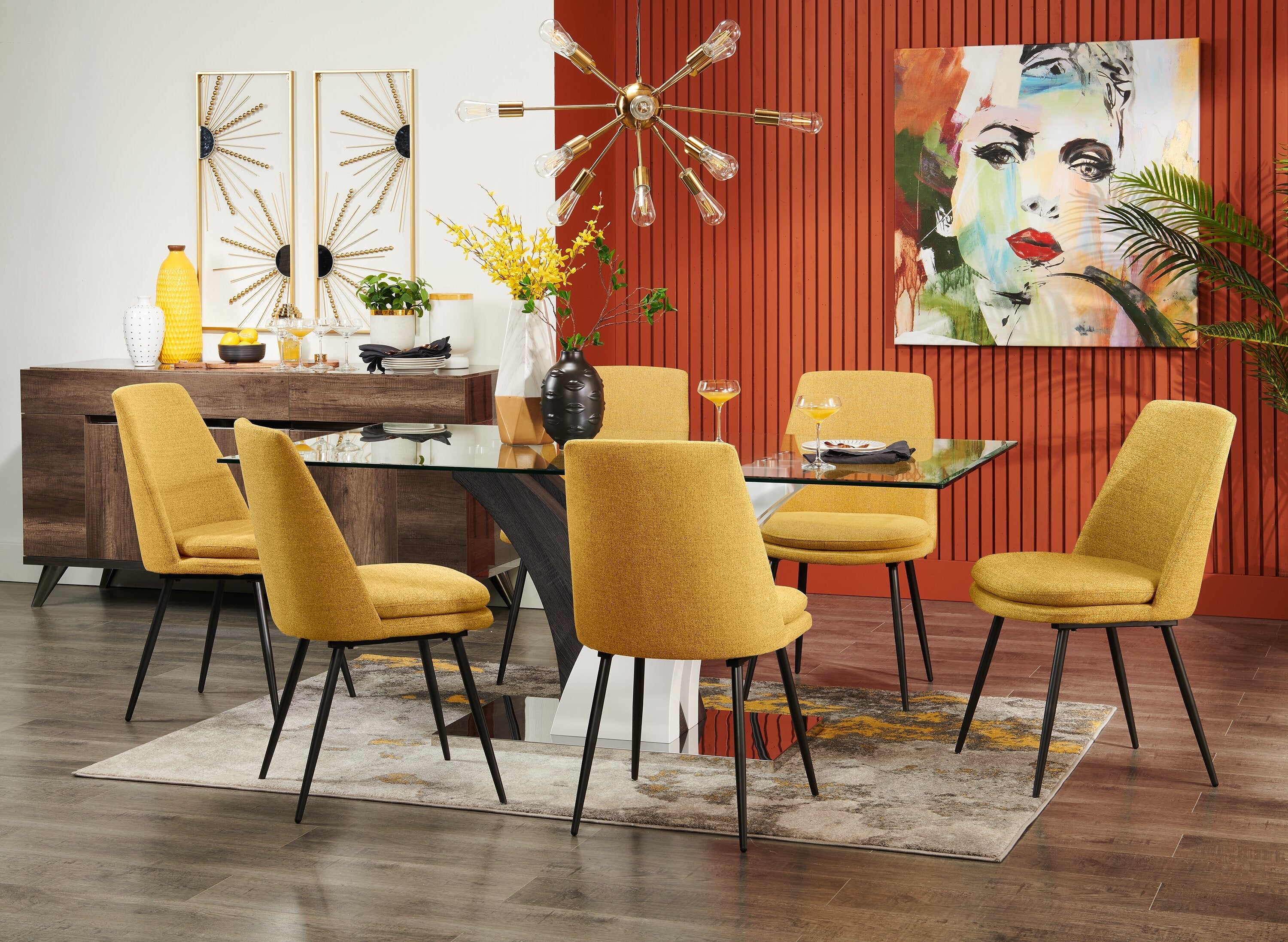 Tuxedo Dining Table with Glass Top, Pedestal Base, 72"W - Grey & White | Table de salle à manger Tuxedo de 72 po (L) avec dessus en verre et base piédestal - grise et blanche