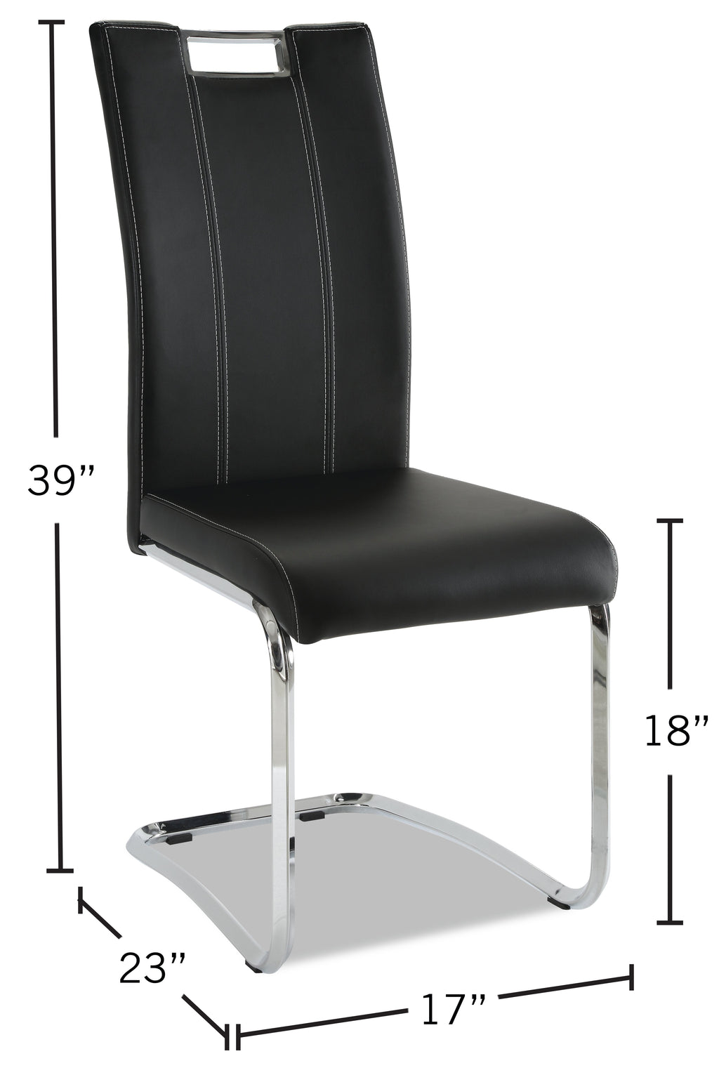 Tuxedo Dining Chair with Vegan-Leather Fabric, Metal - Black | Chaise de salle à manger Tuxedo en tissu de cuir végétalien et en métal - noire