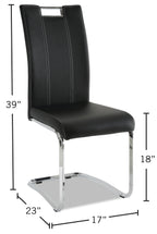 Tuxedo Dining Chair with Vegan-Leather Fabric, Metal - Black | Chaise de salle à manger Tuxedo en tissu de cuir végétalien et en métal - noire