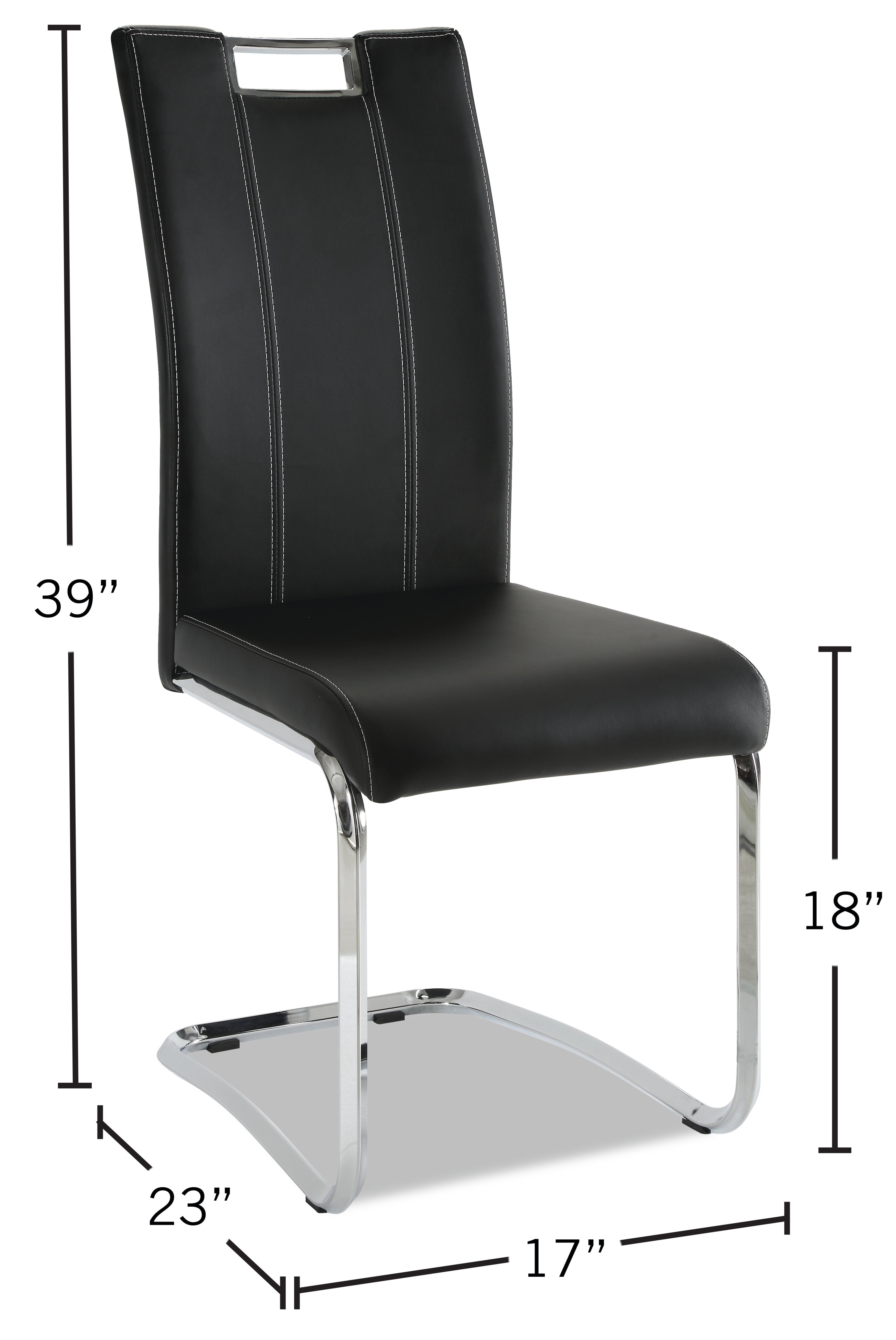 Tuxedo Dining Chair with Vegan-Leather Fabric, Metal - Black | Chaise de salle à manger Tuxedo en tissu de cuir végétalien et en métal - noire