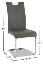 Tuxedo Dining Chair with Vegan-Leather Fabric, Metal - Grey | Chaise de salle à manger Tuxedo en tissu de cuir végétalien et en métal - grise