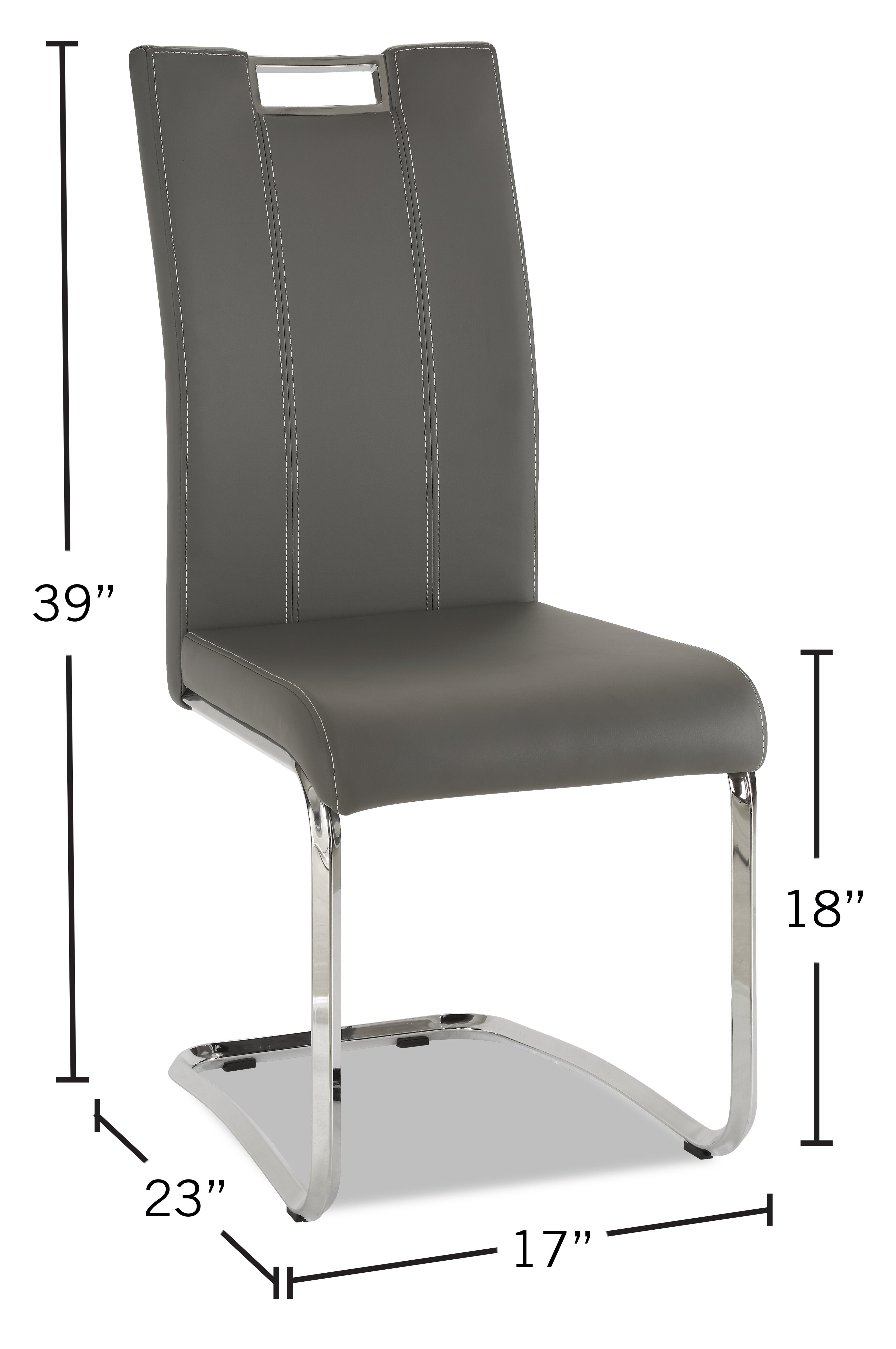 Tuxedo Dining Chair with Vegan-Leather Fabric, Metal - Grey | Chaise de salle à manger Tuxedo en tissu de cuir végétalien et en métal - grise