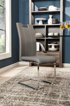 Tuxedo Dining Chair with Vegan-Leather Fabric, Metal - Grey | Chaise de salle à manger Tuxedo en tissu de cuir végétalien et en métal - grise