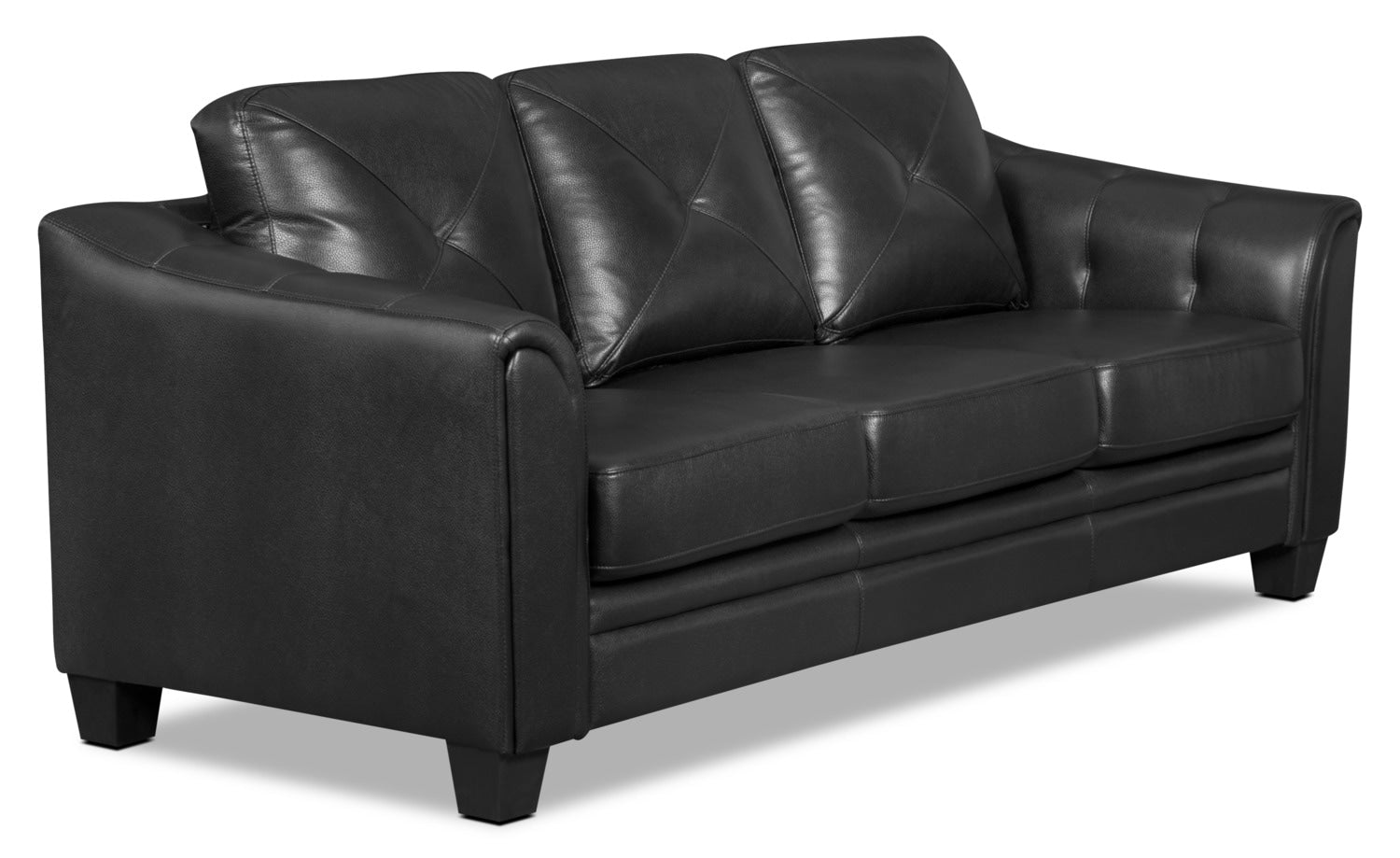 Andi 84" Leather-Look Fabric Sofa with Button Tufting - Black | Sofa Andi de 84 po en tissu d’apparence cuir avec capitonnage - noir