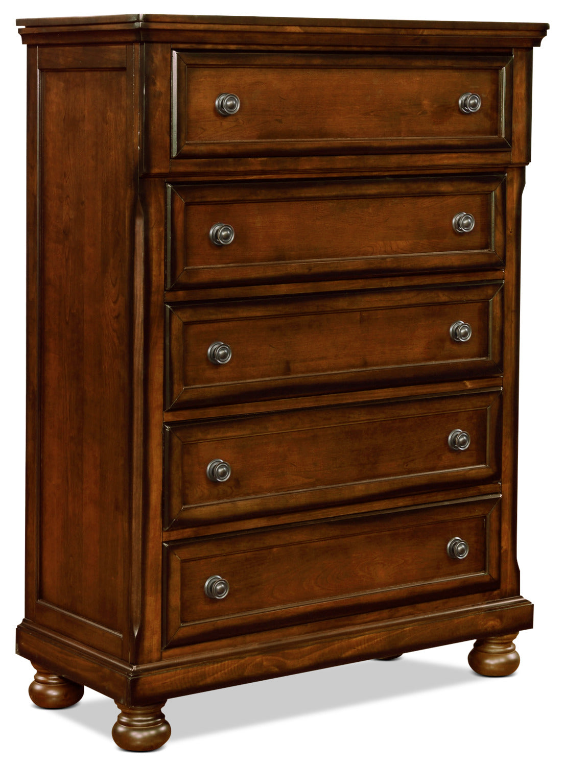 Chelsea Bedroom Chest of Drawers, 5-Drawer, 38"W x 52"H - Cherry Brown | Commode verticale Chelsea de 38 po (L) x 52 po (H) à 5 tiroirs pour la chambre à coucher - brun cerisier