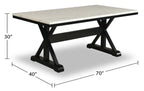 Verona Dining Table with Culture Marbled Top, Trestle Base, 70"W - White | Table de salle à manger Verona de 70 po (L) avec dessus en marbre synthétique et base à tréteaux - blanche