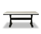 Verona Dining Table with Culture Marbled Top, Trestle Base, 70"W - White | Table de salle à manger Verona de 70 po (L) avec dessus en marbre synthétique et base à tréteaux - blanche
