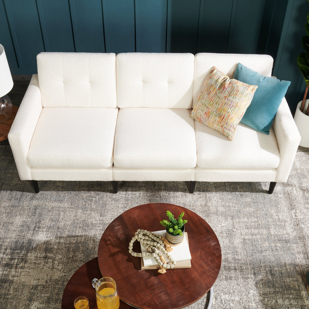 Veranasi 30" Rustic Round Nesting Coffee Tables - Washed Light Brown Wood Top and Iron Legs|Tables à café gigognes rondes rustiques Veranasi de 30 po - dessus en bois brun clair délavé et pattes en fer