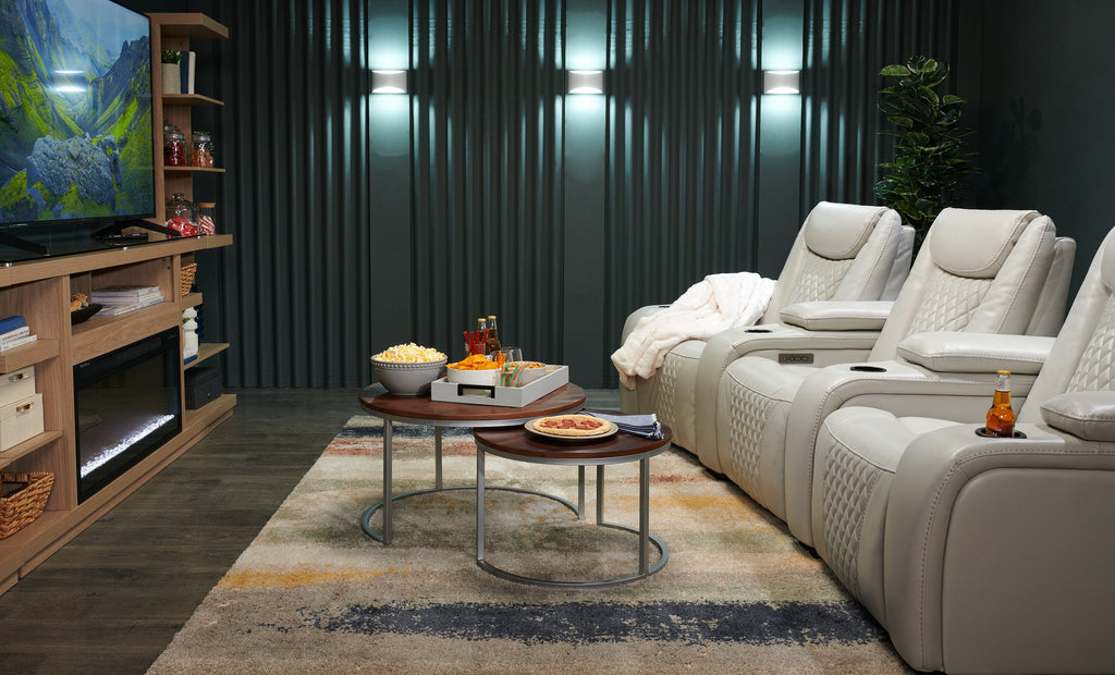 Veranasi 30" Rustic Round Nesting Coffee Tables - Washed Light Brown Wood Top and Iron Legs|Tables à café gigognes rondes rustiques Veranasi de 30 po - dessus en bois brun clair délavé et pattes en fer