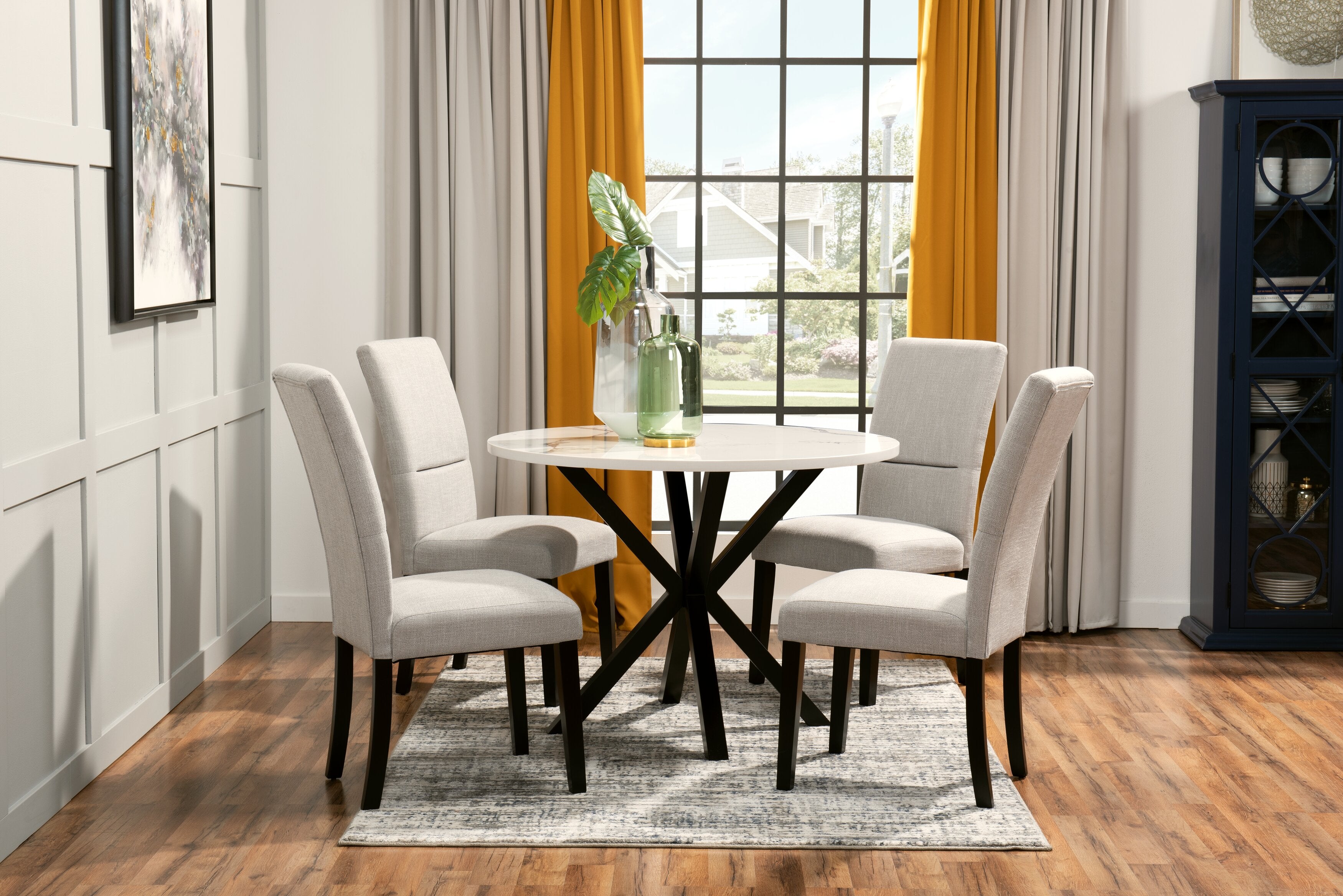 Verona Dining Chair with Linen-Look Fabric, Wood - Light Grey | Chaise de salle à manger Verona en tissu d’apparence lin et en bois - gris clair