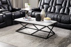 Verona 47.25" Modern Coffee Table - White Marble Look with Black Metal Base|Table à café moderne Verona de 47,25 po - imitation de marbre blanc avec base en métal noir