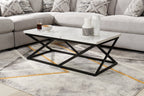 Verona 47.25" Modern Coffee Table - White Marble Look with Black Metal Base|Table à café moderne Verona de 47,25 po - imitation de marbre blanc avec base en métal noir