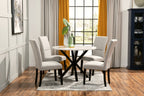 Verona Dining Table with Culture Marbled Top, Metal, Geometric Base, 42"W Round - White | Table de salle à manger ronde Verona de 42 po (L) en métal avec dessus en marbre synthétique et base géométrique - blanche